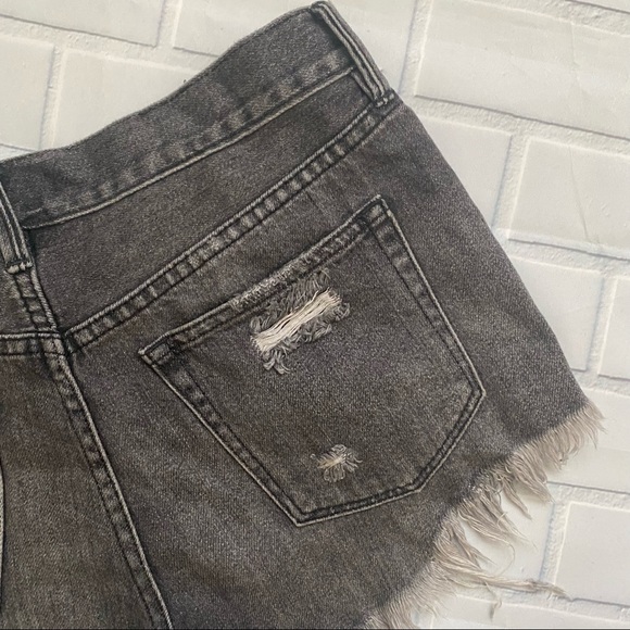 Free People We The Free Gray Faded Denim Cutoff Jean Shorts - Picture 6 of 8